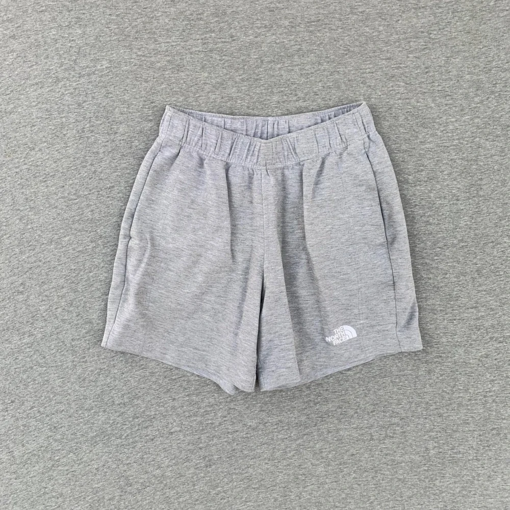 The North Face Mens Grey Knit Athletic Shorts Small Zip Back Pocket Logo S